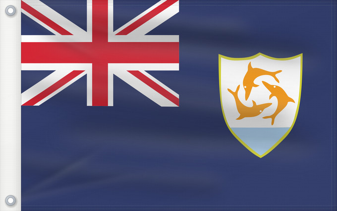 Flag, with two metal eyelets and reinforced hoist: Anguilla Anguila Anguillas flag taget i brug den 30. maj 1990 - RGB farverne Флаг Ангильи