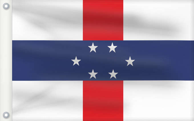 Bandera, con dos ojales metálicos y lado del asta reforzado: Netherlands Antilles  1959–1986	Netherlands Antilles	Antilles néerlandaises	Antillas Neerlandesas	Niederländische Antillen	Antille Olandesi