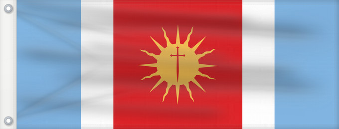 Bandera, con dos ojales metálicos y lado del asta reforzado: Provincia de Santiago del Estero	Santiago del Estero Province	province de Santiago del Estero	provincia de Santiago del Estero	Santiago del Estero (Provinz)	provincia di Santiago del Estero	Santiago del Estero, Argentina