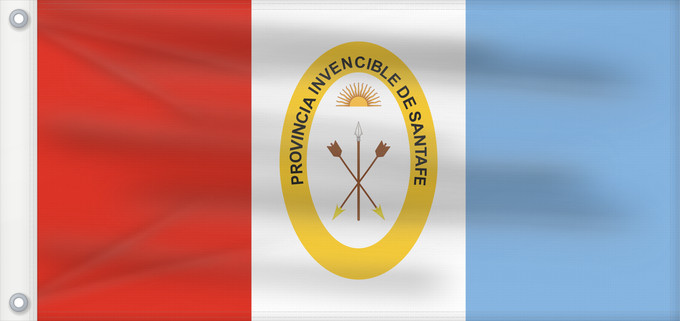 Drapeau, avec deux œillets métalliques et guindant renforcé : Provincia de Santa Fe	Santa Fe province, Argentina	province de Santa Fe	Provincia de Santa Fe, Argentina	Santa Fe (Provinz)	Provincia di Santa Fe