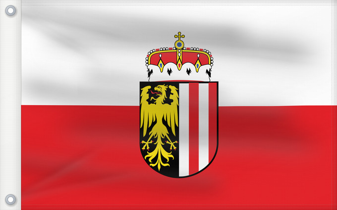 Drapeau, avec deux œillets métalliques et guindant renforcé : Upper Austria Upper Austria (Oberösterreich) Linz (Autriche) Alta Austria Oberösterreich