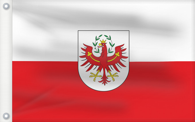 Flag, with two metal eyelets and reinforced hoist: Tirol	White-red. Colours of the state of Tyrol	Tyrol	Weiß-rot. Landesfarben und Landesflagge von Tirol	Tirolo