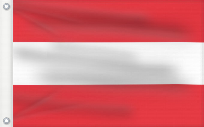 Drapeau, avec deux œillets métalliques et guindant renforcé : Austria	Austria with the red in the Austrian national colours which was official ordered within the Austrian Armed Forces  Bundesheer  in the characteristic  Pantone 032 C”  since May 2018 the Red is ordered in the characteristic  Pantone 186 C”	L Autrich
