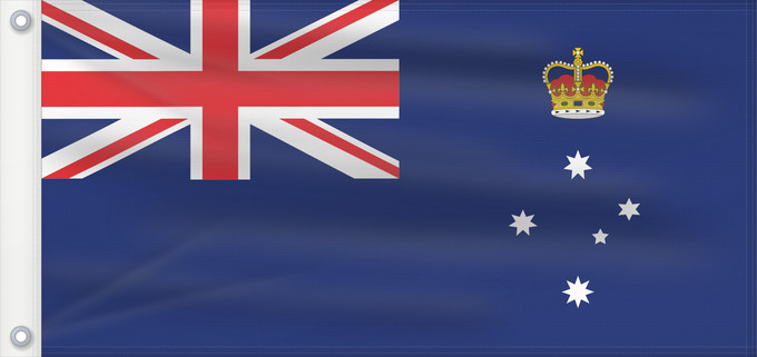 Bandera, con dos ojales metálicos y lado del asta reforzado: Victoria