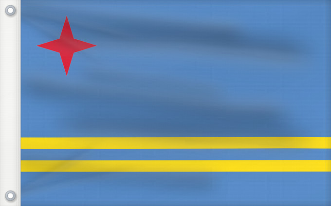 Bandera, con dos ojales metálicos y lado del asta reforzado: Aruba	Флаг Арубы