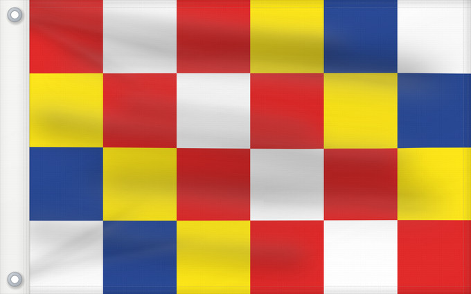 Bandera, con dos ojales metálicos y lado del asta reforzado: Antwerp	Anvers	Amberes	Antwerpen	Anversa