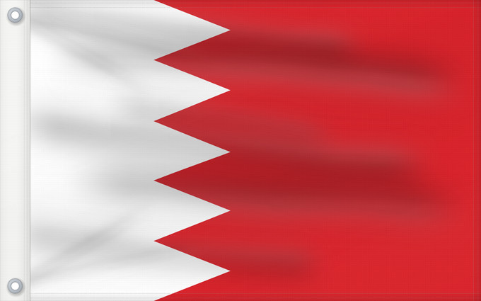 Bandera, con dos ojales metálicos y lado del asta reforzado: Bahrain	Bahreïn	Baréin	Bahrein	علم البحرين	Bahreina	Bahrainin	Флаг Бахрейна	Bahrajna	Bahrains	Прапор Бахрейну	Quốc kỳ Bahrain