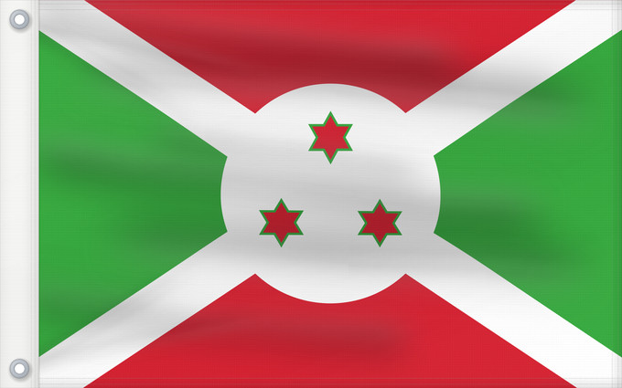 Bandera, con dos ojales metálicos y lado del asta reforzado: Burundi