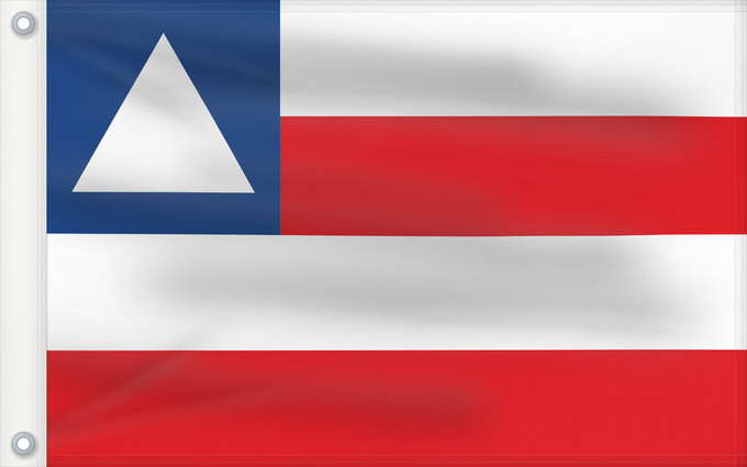 Flagge, mit zwei Metallösen und verstärktem Besatzband: Bahia	State of Bahia, Brazil	Bahía	Estado da Bahia, Brasil	Bahia osariigi lipp