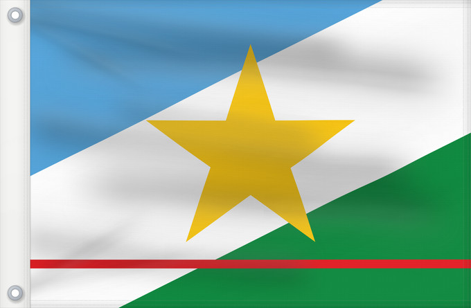Bandera, con dos ojales metálicos y lado del asta reforzado: Roraima