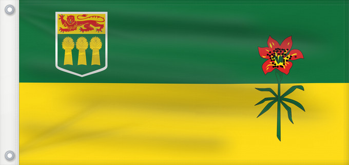 Drapeau, avec deux œillets métalliques et guindant renforcé : Saskatchewan	Banniel proviñs Saskatchewan, Kanada