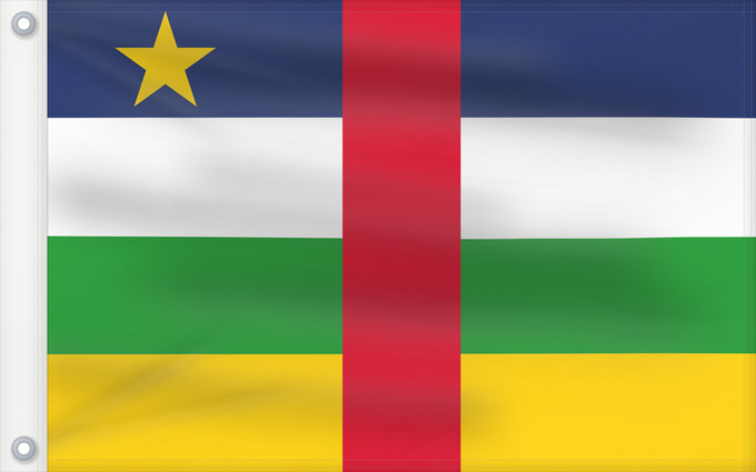 Flag, with two metal eyelets and reinforced hoist: Central African Republic The proportions of this flag are 3 2; however République centrafricaine República Centroafricana Zentralafrikanischen Republik Repubblica Centrafricana Centraal-Afrikaanse Republiek علم جمهورية أفريقيا الوسطى Af den Central Afrika