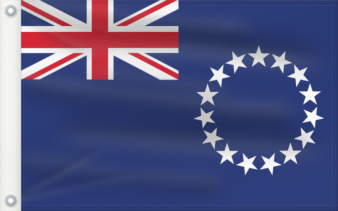 Drapeau, avec deux œillets métalliques et guindant renforcé : Cook Islands	Cook !Îles Cook	Islas Cook	Cookinseln
