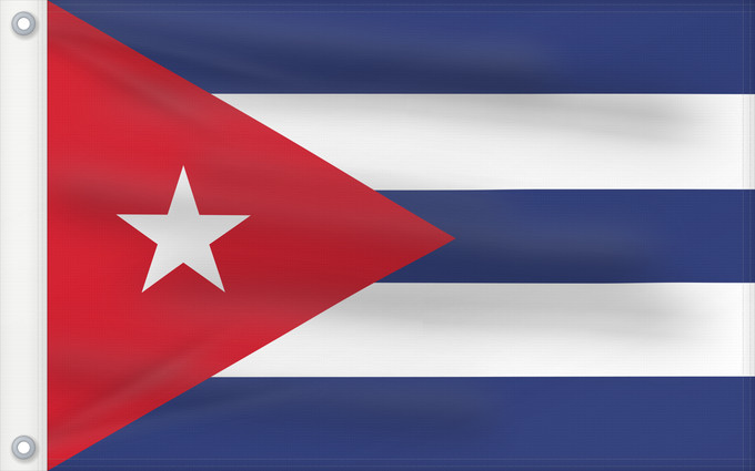 Bandera, con dos ojales metálicos y lado del asta reforzado: Cuba	Kuba	علم كوبا	Banniel Cuba	Kubo	پرچم کوبا	Kiba	Флаг Кубы	Kube	Kubas	Прапор Куби	Quốc kỳ Cuba	​古巴国旗