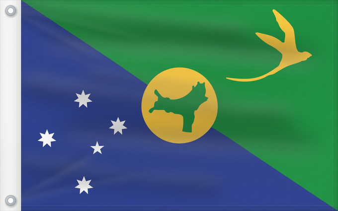 Bandera, con dos ojales metálicos y lado del asta reforzado: Christmas Island	Île Christmas	Isla de Navidad	Weihnachtsinsel	Isola di Natale