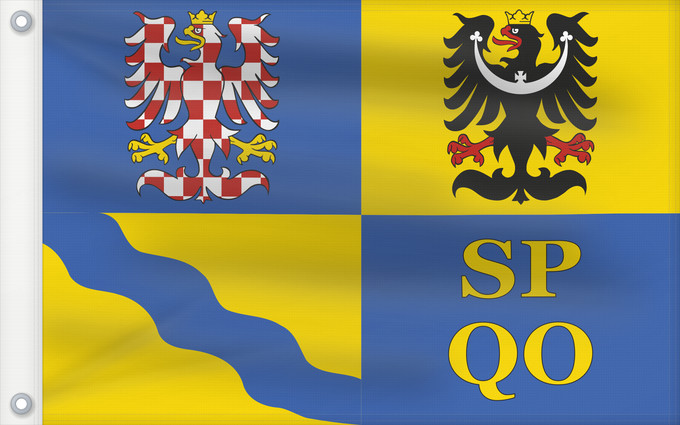 Bandera, con dos ojales metálicos y lado del asta reforzado: Olomouc Region	Région d'Olomouc	Región de Olomouc	Region Olomouc	Olomouckého kraje