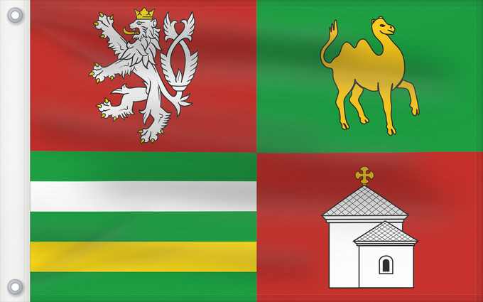 Bandera, con dos ojales metálicos y lado del asta reforzado: Plzen Region	Plzeň Region	Région de Plzeň	Región de Pilsen	„Region Pilsen