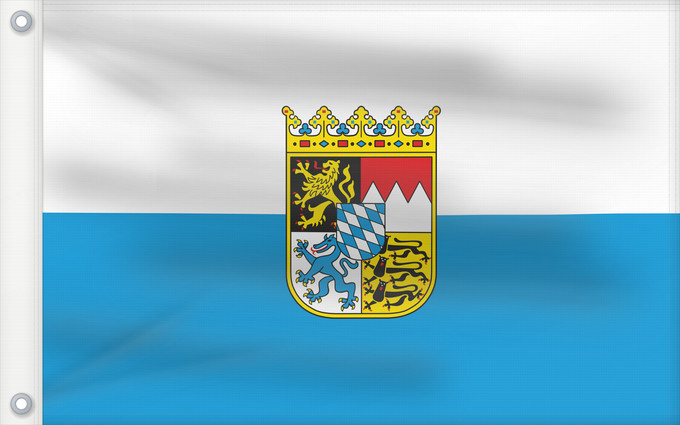 Bandera, con dos ojales metálicos y lado del asta reforzado: Bavaria  state	Bavaria	Baviera