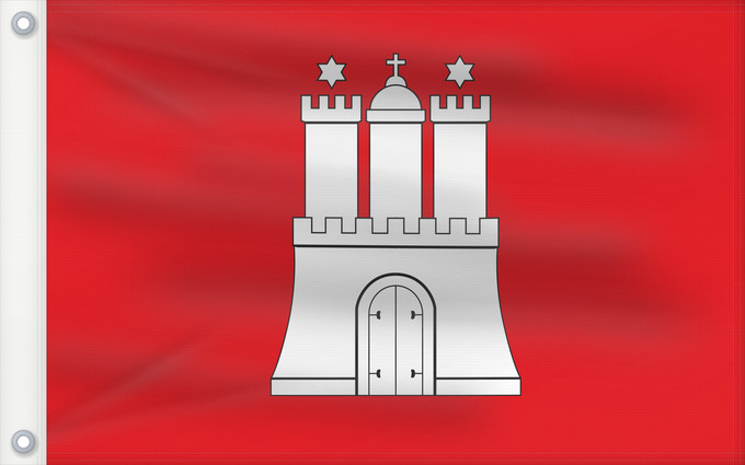 Bandera, con dos ojales metálicos y lado del asta reforzado: Hamburg	City Hamburg	Hamburg 	Landesflagge der Freien und Hansestadt Hamburg	Amburgo	Hamburga	Hamburgs flagg	Vun de Stadt Hamborg