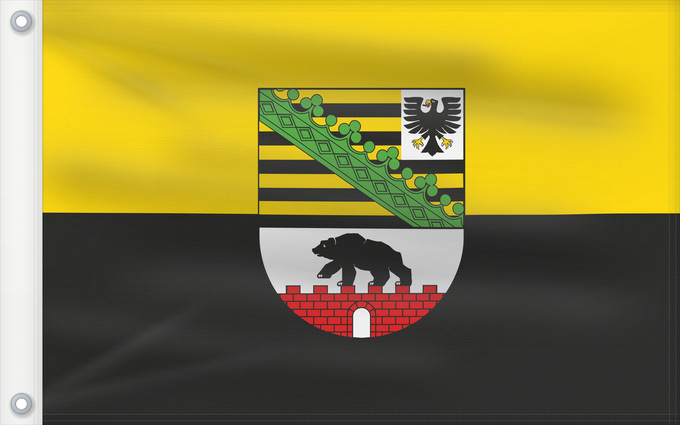 Bandera, con dos ojales metálicos y lado del asta reforzado: Saxony-Anhalt	Saxony-Anhalt 	Saxe-Anhalt	Sajonia-Anhalt	Sachsen-Anhalt	Sassonia-Anhalt