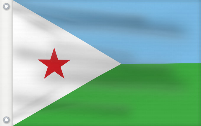 Drapeau, avec deux œillets métalliques et guindant renforcé : Djibouti Yibuti Dschibuti Gibuti Vo Dschibuti የጅቡቲ ሰንደቅ ዓላማ علم جيبوتي জিবুতির পতাকা Banniel Djibouti Džibutská vlajka Ĝibutio Djibutiko bandera Djiboutin Ala Cîbutî Džibučio Sainan i Dziboti Jiboti Džibutija Jabuuti Djiboutis Jibuti