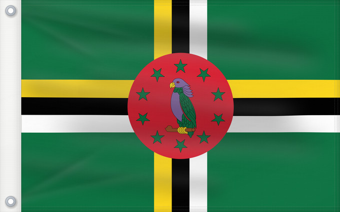 Flag, with two metal eyelets and reinforced hoist: Dominica	 Dominique	Dominica lipp	Dominican	ドミニカ国の国旗	Флаг Доминики	Dominike	Dominicas