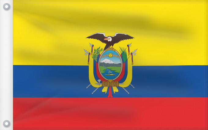 Drapeau, avec deux œillets métalliques et guindant renforcé : Ecuador	L Équateur	Equador	Ikwadur wiphala	Ekvadora	L Ecuador	Ecuadors	Ekvadoro	Ekuadorko bandera	Ecuadorin	Ekwatè	Pāmitl Ecuador	Ikwadur unancha	Флаг Эквадора	Прапор Еквадору