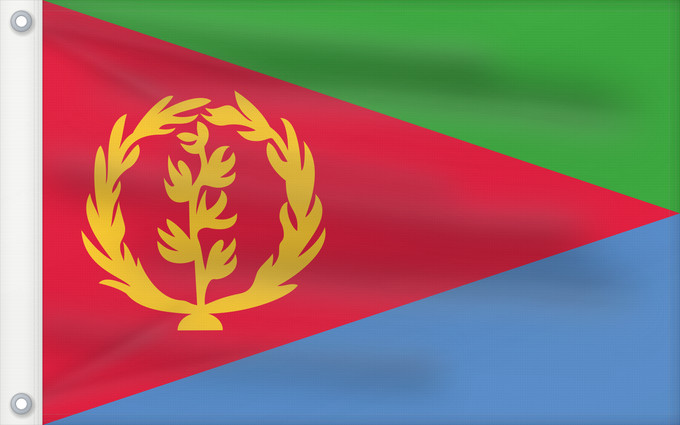Drapeau, avec deux œillets métalliques et guindant renforcé : Eritrea L Érythrée Dell Eritrea የኤርትራ ባንደራ علم إريتريا Af Eritrea Eritreo پرچم اریتره דגל אריתריאה Alaabaa Eritrea Флаг Эритреи S Eritrea Eritreje Eratareya Eritreas ባንደራ ኤርትራ