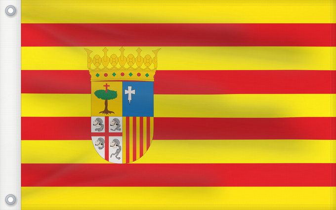 Flag, with two metal eyelets and reinforced hoist: Aragon	Aragón	Aragona