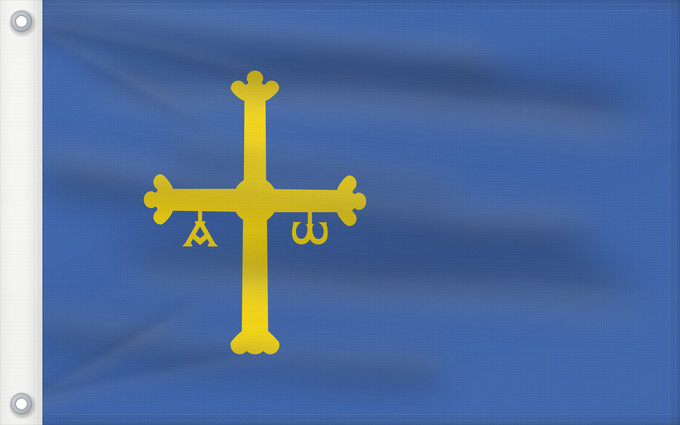 Drapeau, avec deux œillets métalliques et guindant renforcé : Asturias Principality of Asturias Principauté des Asturies Principado de Asturias Asturien D Asturies Флаг Астурии