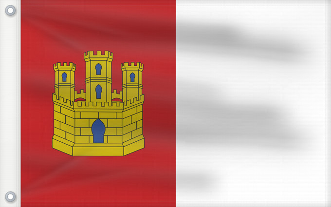 Drapeau, avec deux œillets métalliques et guindant renforcé : Castile-La Mancha	Castile-La Mancha 	Castilla-La Mancha	Castilla-La Mancha