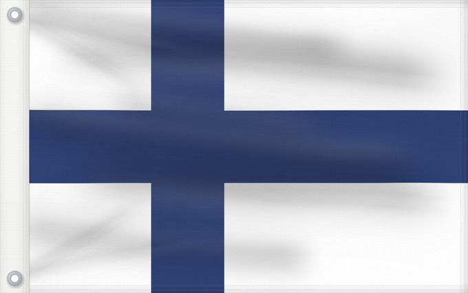 Flagge, mit zwei Metallösen und verstärktem Besatzband: Finland	Finlande	Finlandia	Finnland	Finlandese	Finlândia	Finlandii	علم فنلندا	Сцяг Фінляндыі	Национално знаме на Финландия	Finská vlajka	Finlands	Σημαία της Φινλανδίας	Finnlando	Soome lipp	پرچم فنلاند	Suomen	Fionlainne	Finnország	Finnlands	Finniae	Finnesc