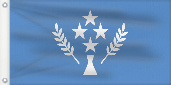 Drapeau, avec deux œillets métalliques et guindant renforcé : Kosrae State of Kosrae - Ratio 37 70 Description of the flag Kosrae state flag has a number of images L etat de Kosrae Staates Kosrae im Verhältnis 37 70 Beschreibung der Flagge Hellblau steht für den Pazifik