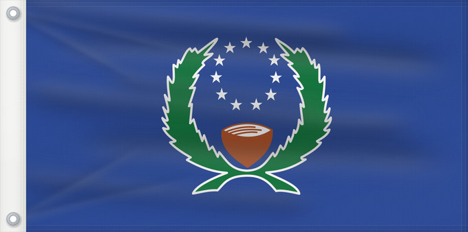 Drapeau, avec deux œillets métalliques et guindant renforcé : Pohnpei	State of Pohnpei	L État de Pohnpei	Pohnpei 	Staates Pohnpei im Verhältnis 10 19 Beschreibung der Flagge  Das blaue Tuch steht für den Pazifik