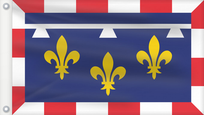Bandera, con dos ojales metálicos y lado del asta reforzado: Centre-Val de Loire	Unofficial flag of Centre  region  in France	Non-officiel de la région Centre-Val de Loire en France	Centro	Centre	Banniel anofisiel Kreiz-Traoñ al Liger e Frañs