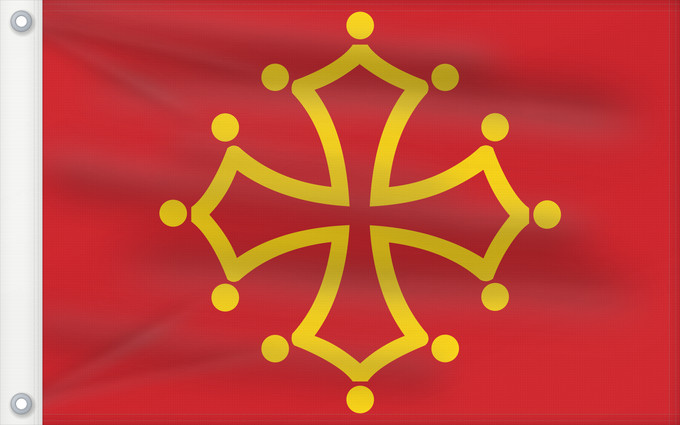 Bandera, con dos ojales metálicos y lado del asta reforzado: Midi-Pyrénées