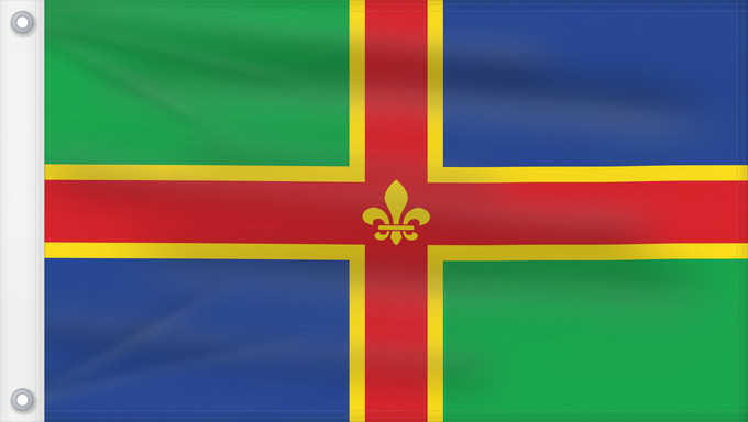 Bandera, con dos ojales metálicos y lado del asta reforzado: Lincolnshire	Lincolnshire county