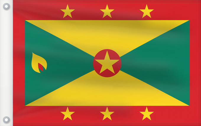 Bandera, con dos ojales metálicos y lado del asta reforzado: Grenada Grenade Granada Флаг Гренады Grenadas