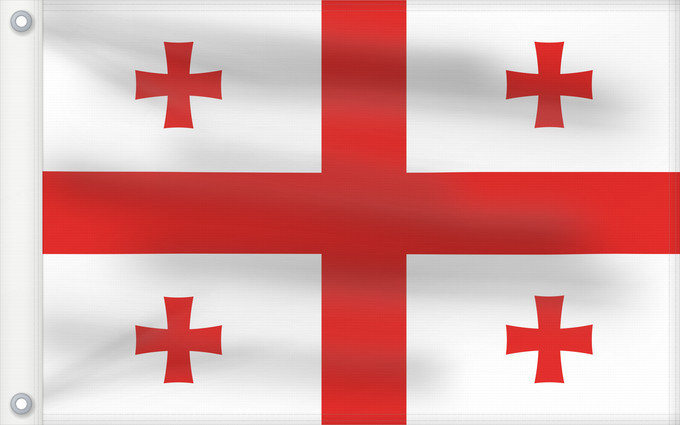 Bandera, con dos ojales metálicos y lado del asta reforzado: Georgia Géorgie Georgien