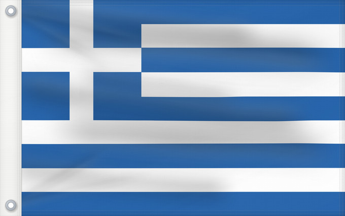 Drapeau, avec deux œillets métalliques et guindant renforcé : Greece Greece since 1978 and Naval Ensign of Greece since 1828 Grèce depuis 1978 et insigne naval de la Grèce depuis 1828 Grecia Griechenland Griekenland Grécia Grecji Yunanıstan Знаме на Гърция গ্রীসদেশীয় পতাকা Banniel Gres Řecká vlajka Gwlad Groe