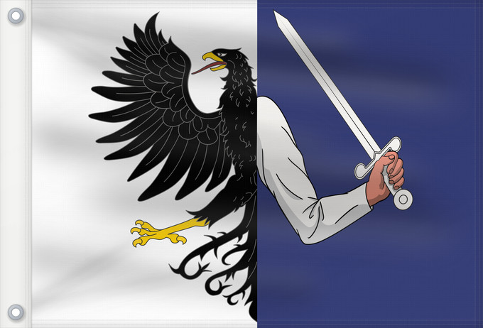 Bandera, con dos ojales metálicos y lado del asta reforzado: Connacht	W Connacht	Connacht ou Connaught