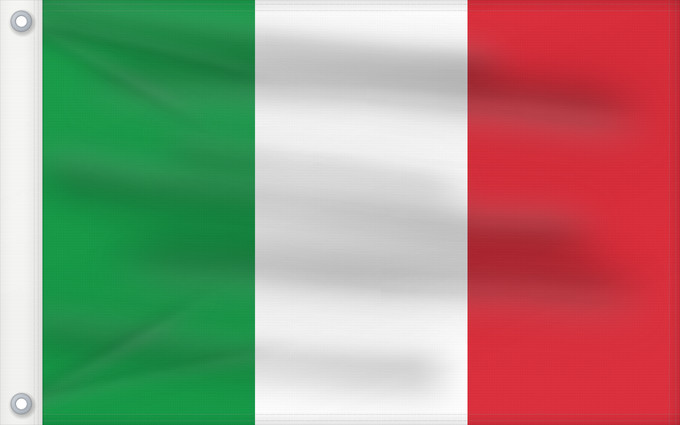 Drapeau, avec deux œillets métalliques et guindant renforcé : Italy	Italie	Italia	Italien