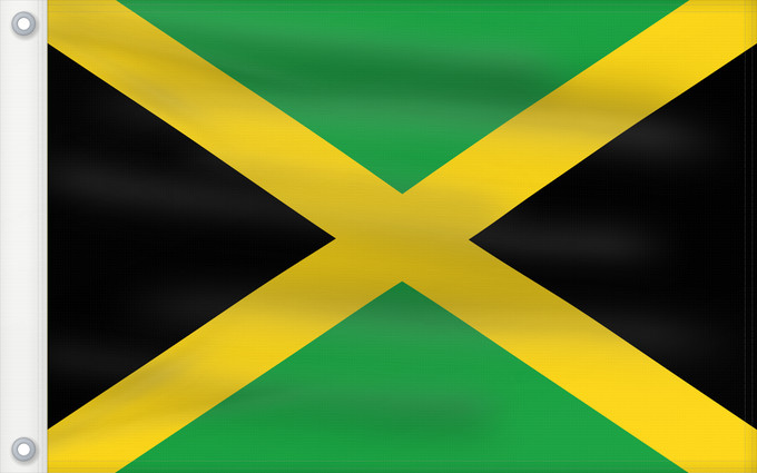 Bandera, con dos ojales metálicos y lado del asta reforzado: Jamaica Jamaïque Jamaika Giamaica Флаг Ямайки Jamajke Прапор Ямайки