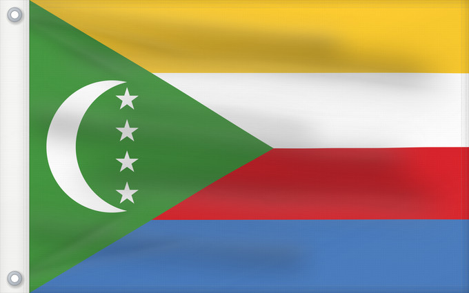 Drapeau, avec deux œillets métalliques et guindant renforcé : Comoros Comores Comoras Komoren Comore
