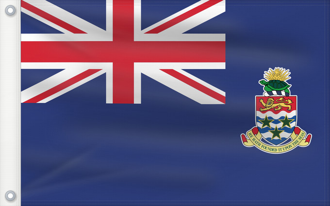 Flag, with two metal eyelets and reinforced hoist: Cayman Islands	Government Ensign of the Cayman Islands	Îles Caïmans	Islas Caimán	Kaimaninseln	Isole Cayman	דגל איי קיימן	Государственный морской флаг Каймановых островов