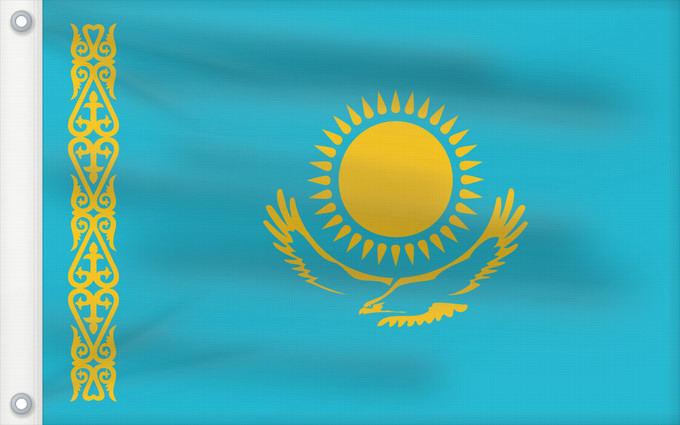 Drapeau, avec deux œillets métalliques et guindant renforcé : Kazakhstan	Kazajistán	Kasachstan	Repubblica del Kazakistan	Kazachstan	Qazaxıstan Respublikasının	Сцяг Казахстана	Национално знаме на Казахстан	কাজাখস্তানের জাতীয় পতাকা	Banniel br Kazakstan	Kazahstana	Kazachstánu	Казахстан Республикин ялавӗ	Kazaĥio	Ղազախս
