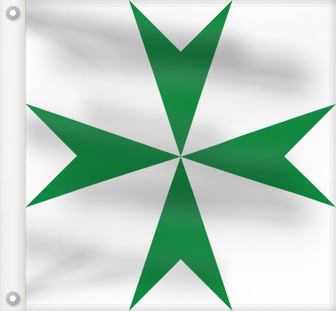 Bandera, con dos ojales metálicos y lado del asta reforzado: Militärischer und Hospitalischer Orden des Heiligen Lazarus von Jerusalem