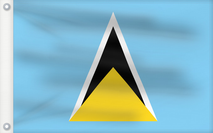 Bandera, con dos ojales metálicos y lado del asta reforzado: Saint Lucia	Sainte-Lucie	Santa Lucía	Saint Lucias	St. Lucia	Santa Llucía	Sent Lisi	სენტ-ლუსიას დროშა	Sen Lusia	Флаг Сент-Люсии	Saint Lucije