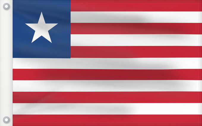 Flag, with two metal eyelets and reinforced hoist: Liberia Libérie پرچم لیبریا Liberian Liberiei Liberije