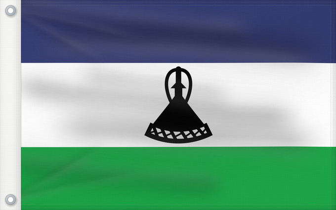 Drapeau, avec deux œillets métalliques et guindant renforcé : Lesotho	Lesoto	Lesothos	Lesota	Seboko ye Lesotho